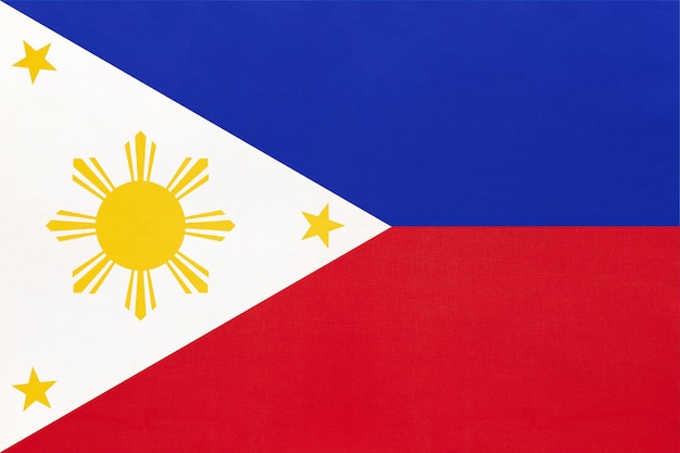 Photo philippine national fabric flag textile background, symbol of world asian country ,