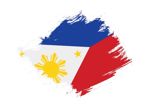 Philippines flag with abstract paint brush texture effect on white background