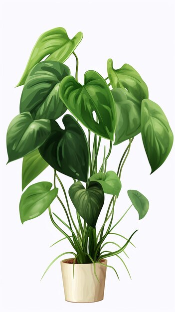 Philodendron Plant Isolated on Transparent Background