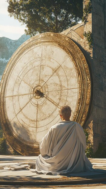 Photo philosopher contemplates nature of reality surrounded by ancient architecture