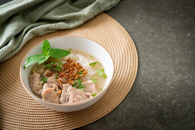 Pho Bo Vietnamese soup with pork and rice noodles - Vietnamese food style