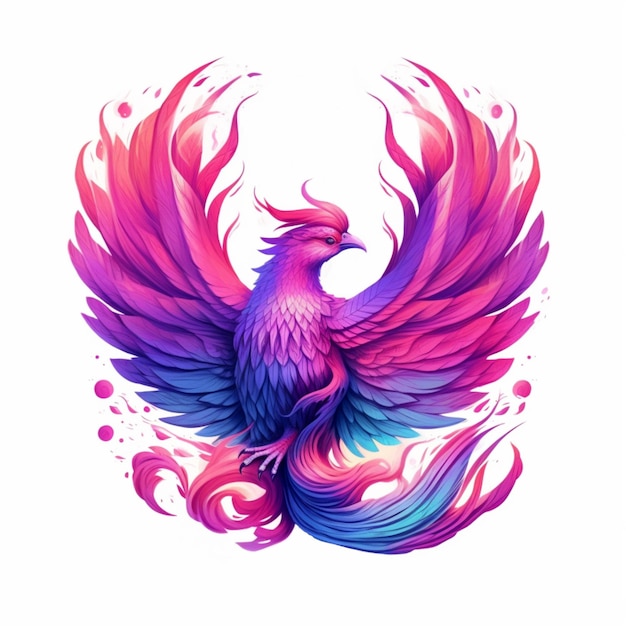 Phoenix bird bright colorful icon on a white background Illustration Generative AI