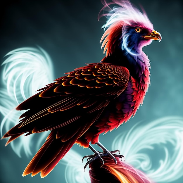 Phoenix bird from smoke on black background Generative AI