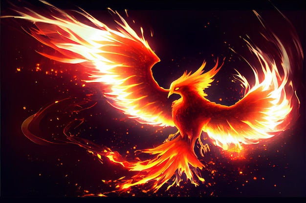 Phoenix bird made of fire