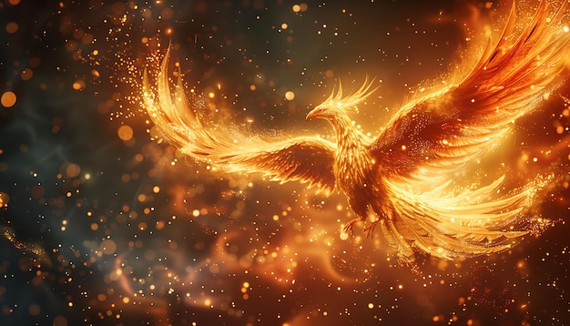 Phoenix Bird with Magical Flames