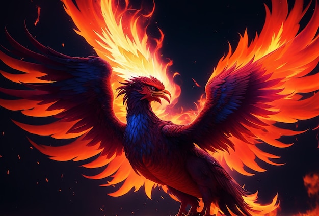 Phoenix rising from the ashes bright intense magical vivid HD beautiful 4k