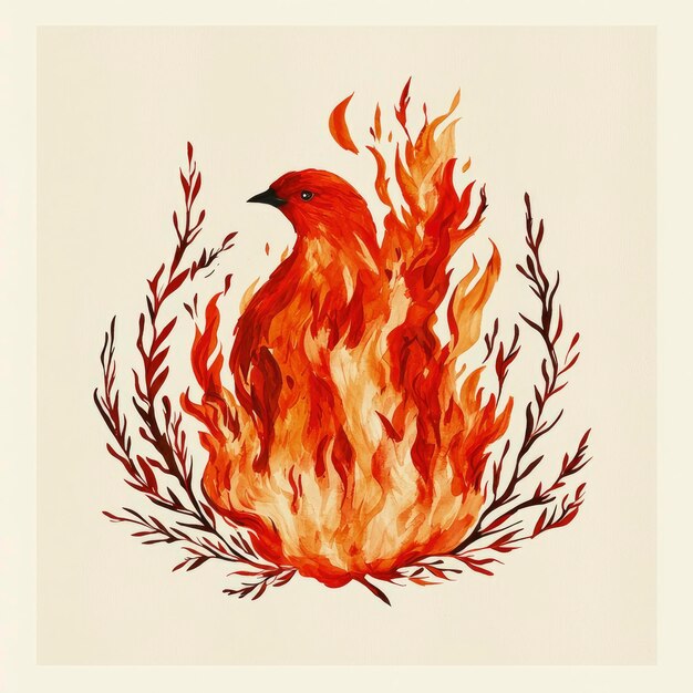 Photo phoenix rising from flames