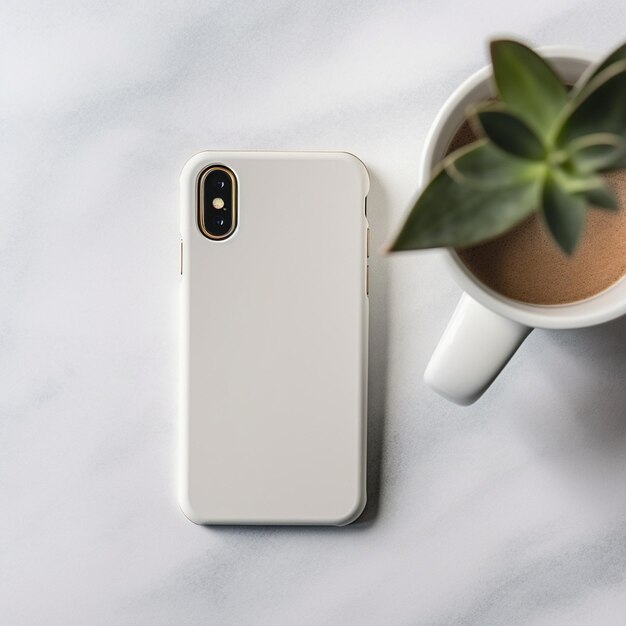 Phone case blank white as mockup on a white table