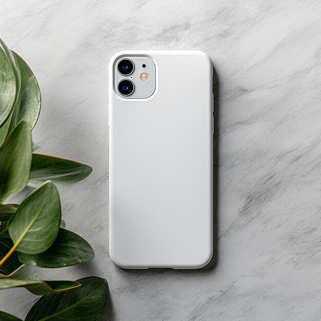 Phone case blank white as mockup on a white table