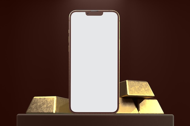 Phone Front View With Gold Themed Background