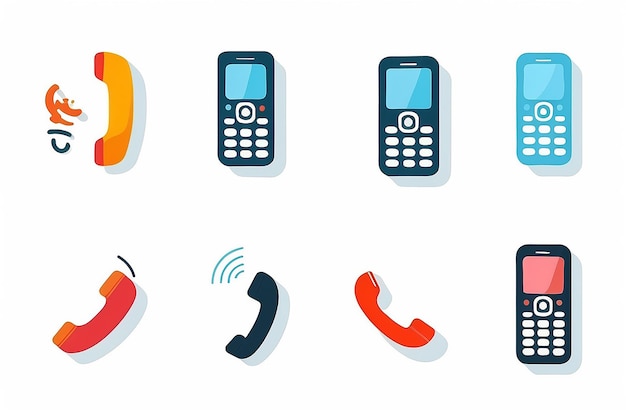 Photo phone icon set call sign flat illustration of vector icon on white background