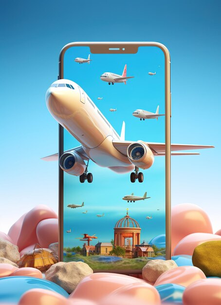 a phone screen shows a picture of a plane and the words airfrance on it travel concept