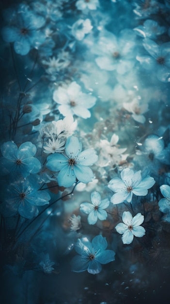 Phone wallpaper blue flowers Generative AI Image