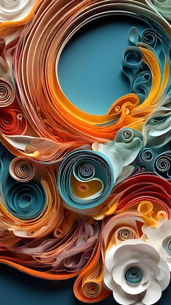 The phone wallpaper has a floral ornament theme with bold colors in a beautiful quilling art style