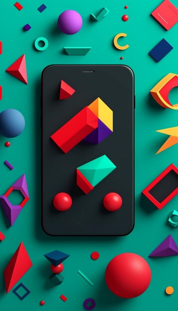 Photo a phone with a colorful design on the screen and the word cubes on the screen.