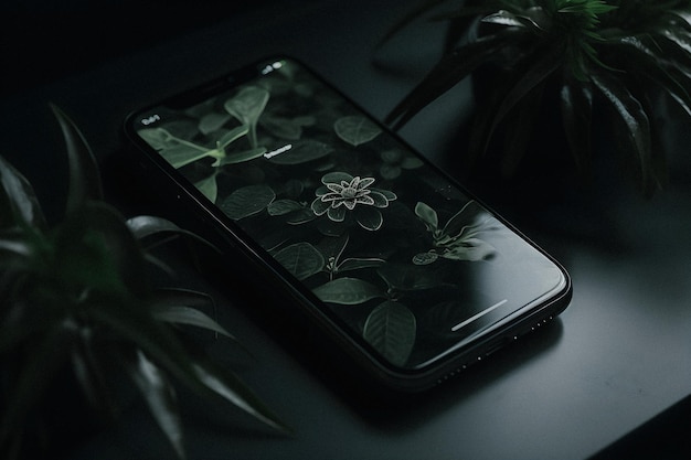 A phone with a flower on the front of it