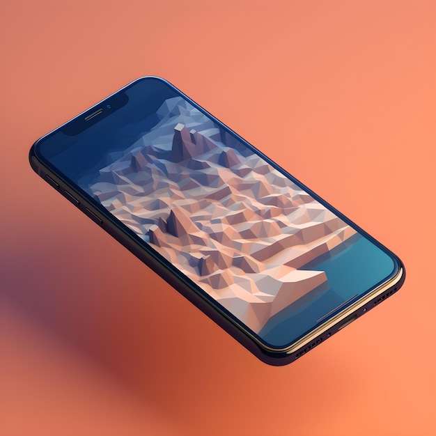 A phone with mountains on it and a picture of mountains on the screen.