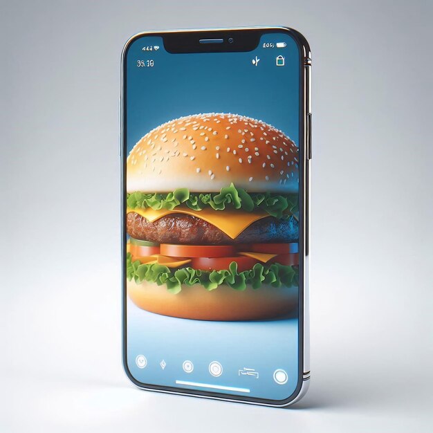 Photo a phone with a picture of a hamburger on it