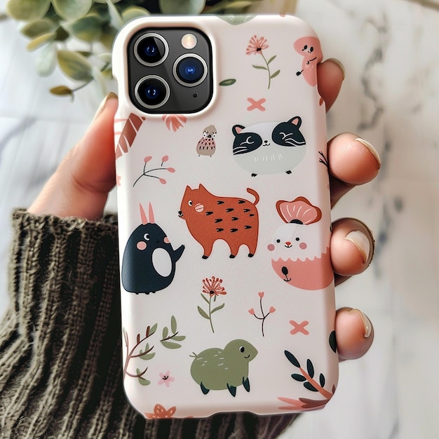 a phone with a picture of a pig on it