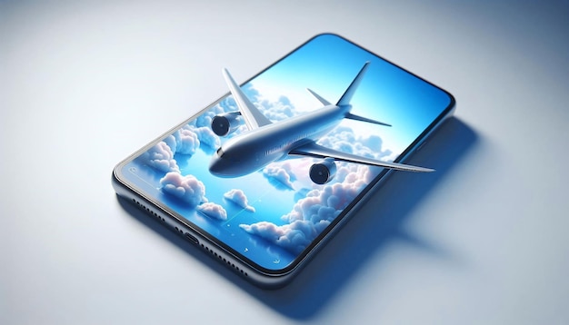 Photo a phone with a picture of a plane on it