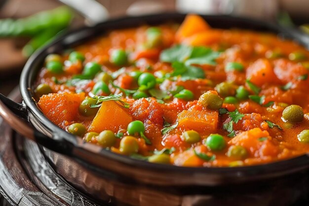 Photo phool makhana matar gravy sabzi or lotus seeds peas curry is an indian recipe