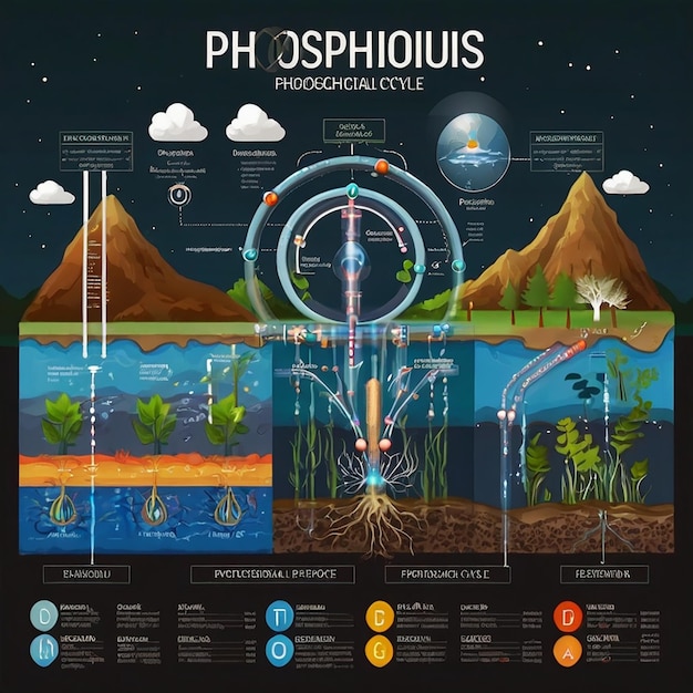 Photo phosphorus cycle biogeochemical cycle education chart diagram with explanation