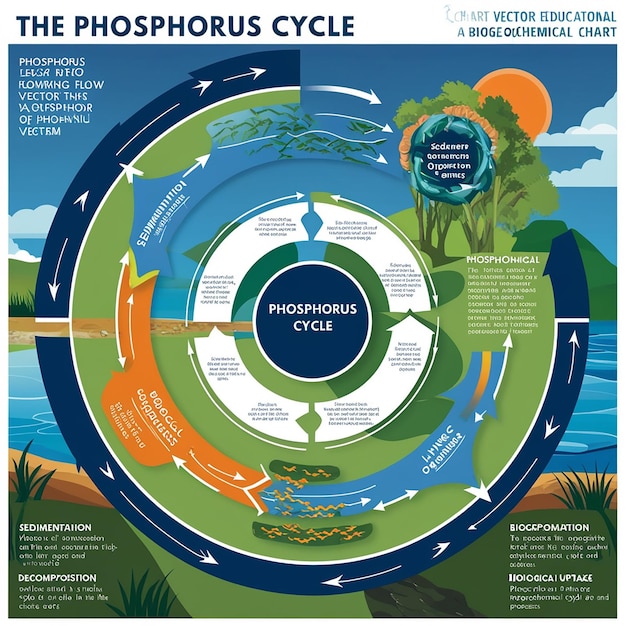 Photo phosphorus cycle biogeochemical cycle education chart diagram with explanation