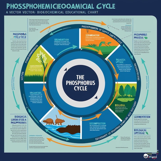 Photo phosphorus cycle biogeochemical cycle education chart diagram with explanation