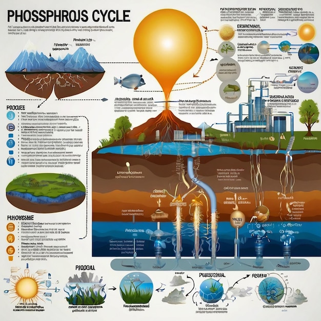 Photo phosphorus cycle biogeochemical cycle education chart diagram with explanation