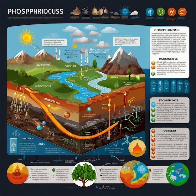 Phosphorus cycle biogeochemical cycle education chart diagram with explanation