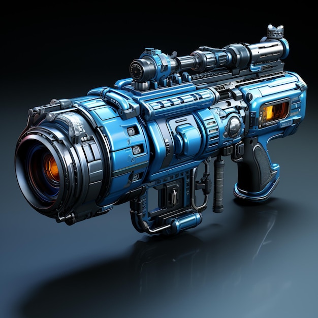 photo 3d bazooka weapon for the game weapon in blue