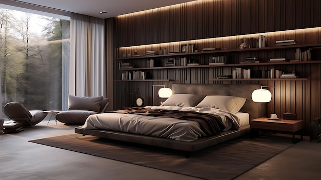 Photo 3D contemporary bedroom interior