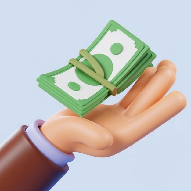 photo 3d illustration of hand with money