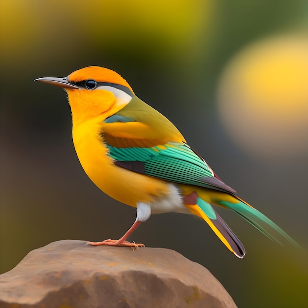 Photo 3d render of a colorful birds