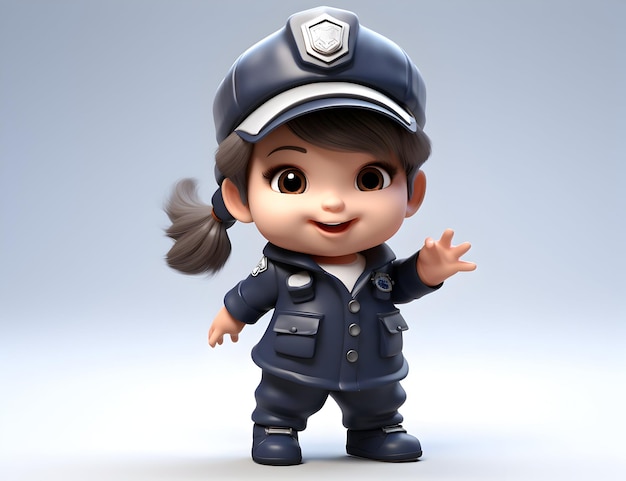 Photo 3d render female police character icon illustration generative ai