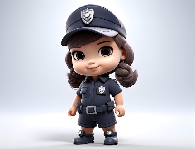 Photo 3d render female police character icon illustration generative ai