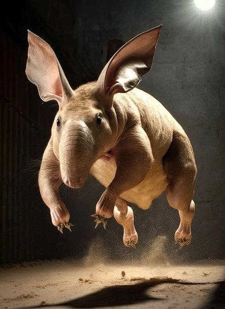 Photo of an aardvark in an action shot 7