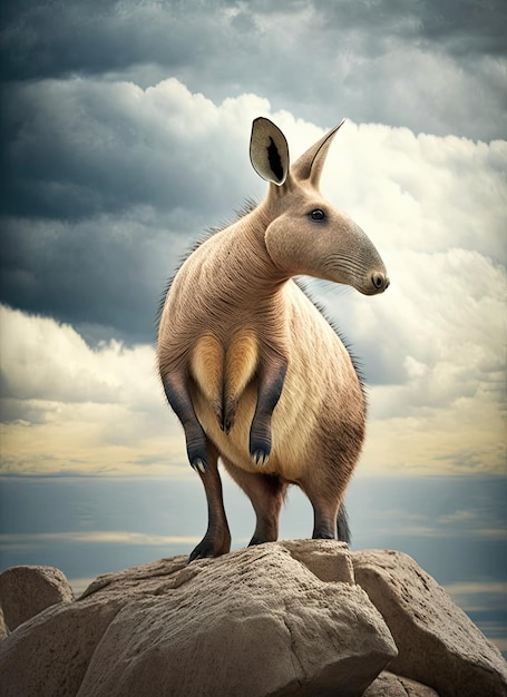 Photo of an aardvark standing on a rocky surface 2