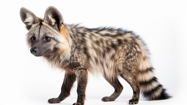 Photo of the aardwolf dog breed isolated on the white background