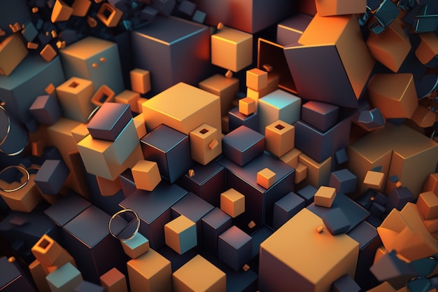 Photo of Abstract 3d render cube shape geometric background