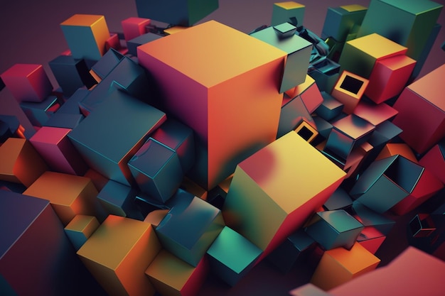 Photo of Abstract 3d Rendering of chaotic cubes wallpaper