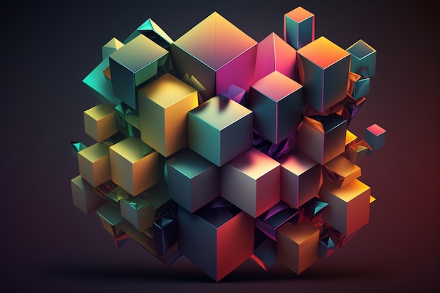 Photo of Abstract 3d Rendering of chaotic cubes wallpaper