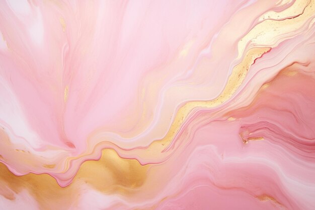 Photo photo abstract acrylic fluid art painting texture pink and gold colors