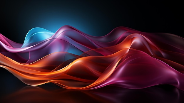 photo abstract dark background with flowing colouful waves