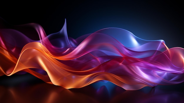 photo abstract dark background with flowing colouful waves