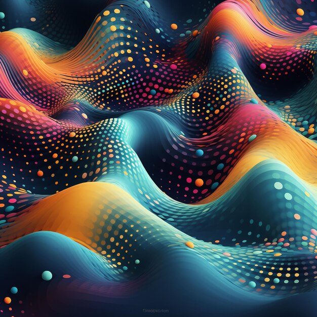 Photo abstract dots waves background