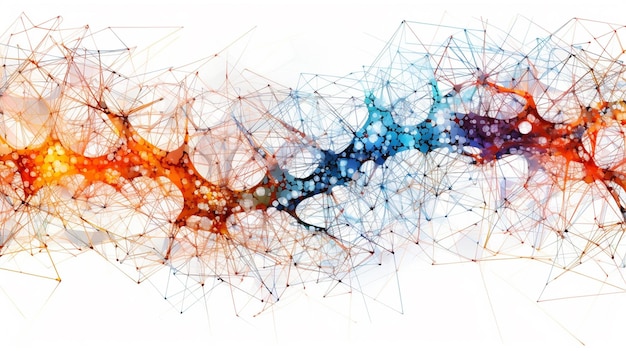 Photo photo of abstract network design featuring colorful nodes and connections