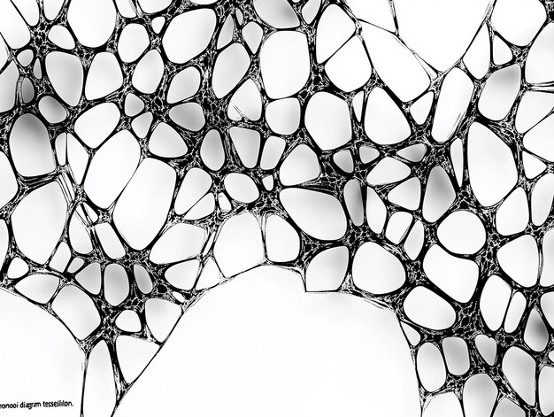 Photo photo of an abstract voronoi diagram cell with irregular black lines forming a geometric pattern