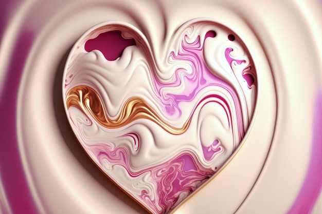 Photo abstract white and pink fluid background forming a heart