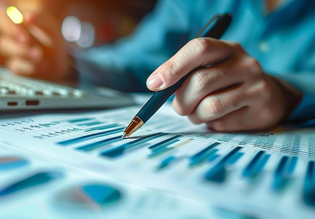 Photo of account person writing on a paper by hand with a pen